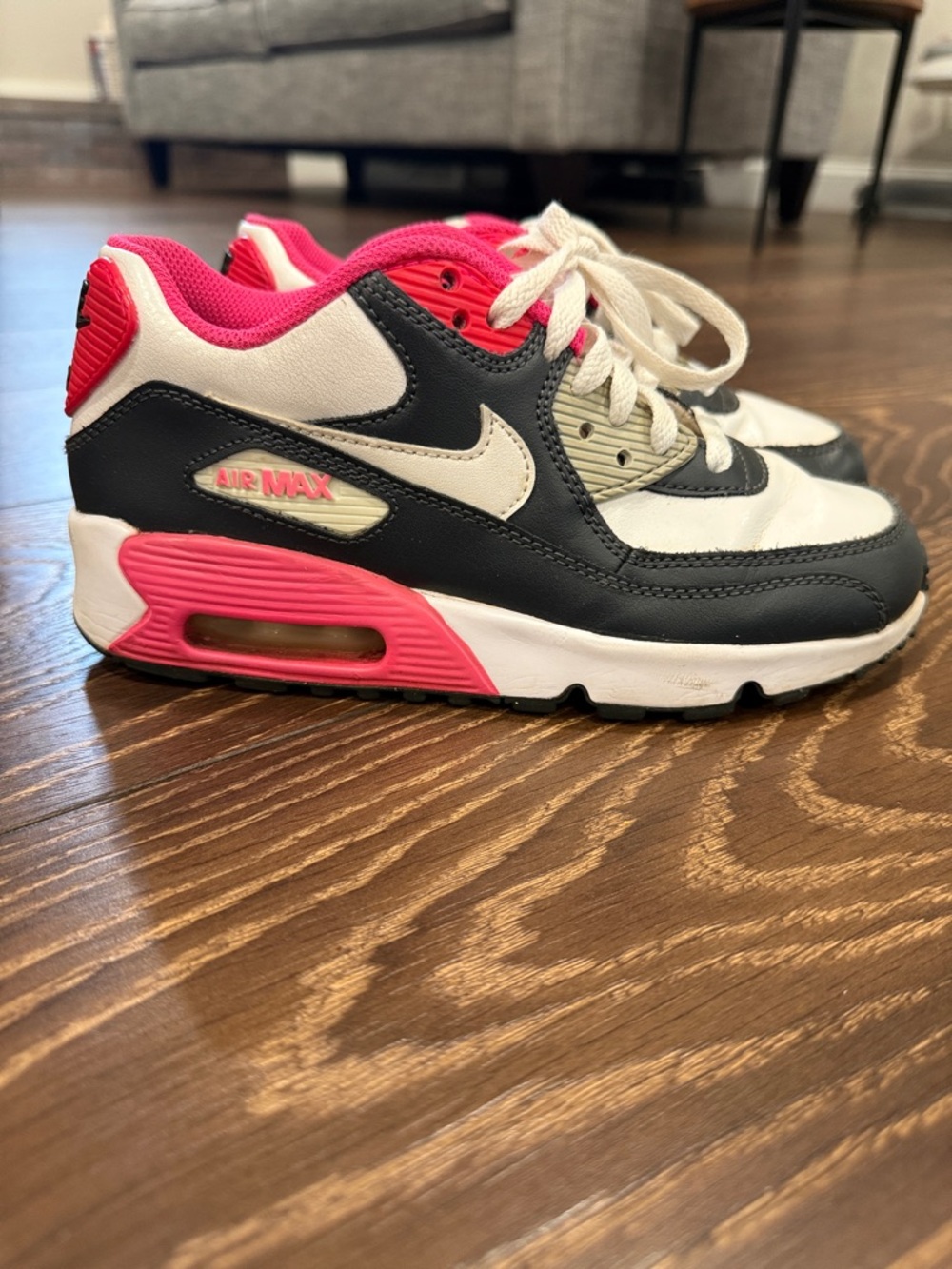 Nike Kids Slate Gray, White & Pink Air Max Sneakers